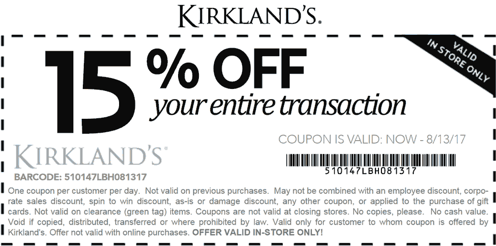 Kirklands Coupon April 2024 15% off everything at Kirklands