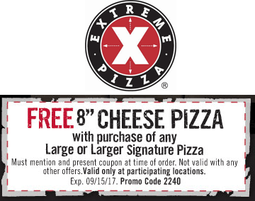 Extreme Pizza Coupon April 2024 Free small with your large at Extreme Pizza