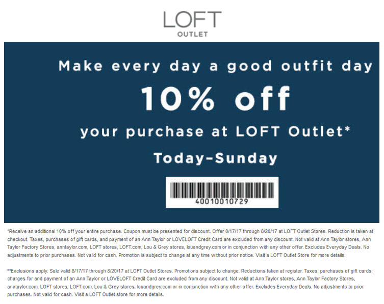 LOFT Outlet Coupon April 2024 Extra 10% off at Loft Outlet