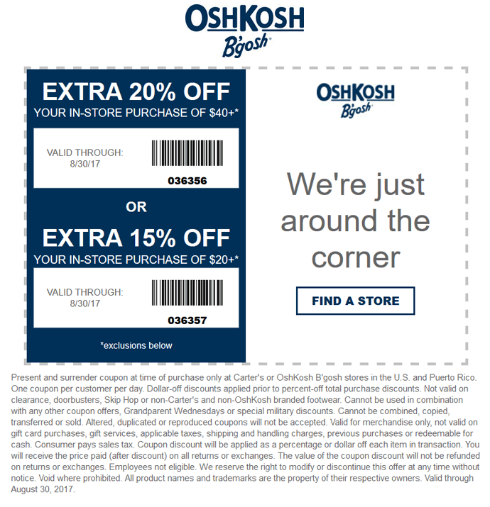 OshKosh Bgosh coupons & promo code for [May 2024]