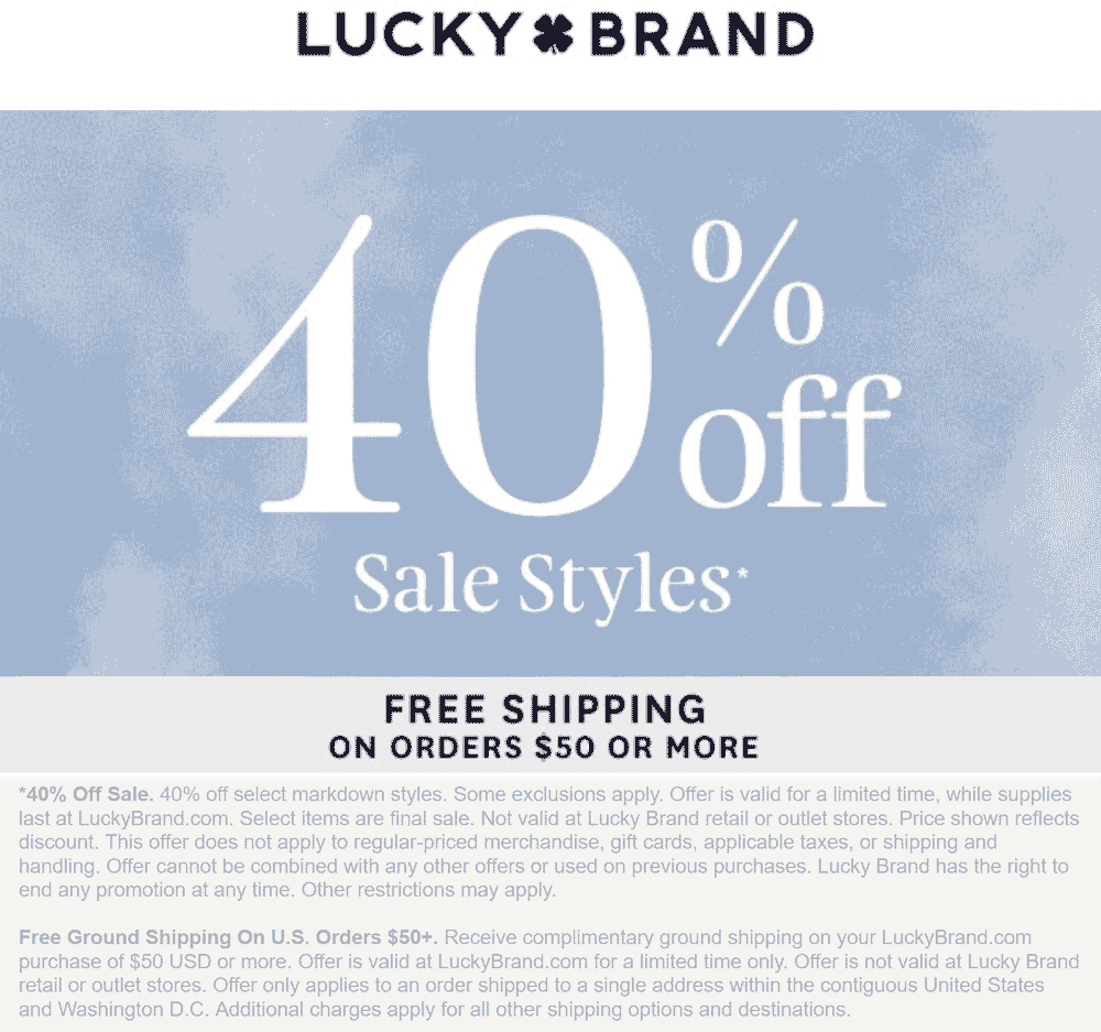 Lucky Brand December 2020 Coupons and 