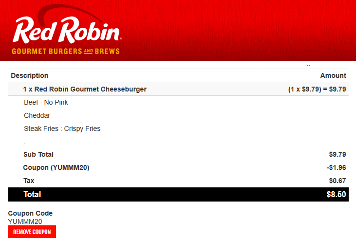 Red Robin Coupon April 2024 20% off online orders at Red Robin restaurants via promo code YUMMM20