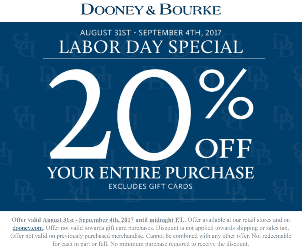 Dooney & Bourke Coupon March 2024 20% off everything at Dooney & Bourke, ditto online