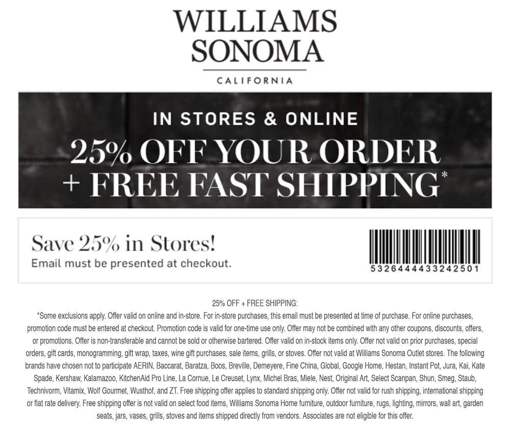 Williams Sonoma January 2024 Coupons and Promo Codes 🛒