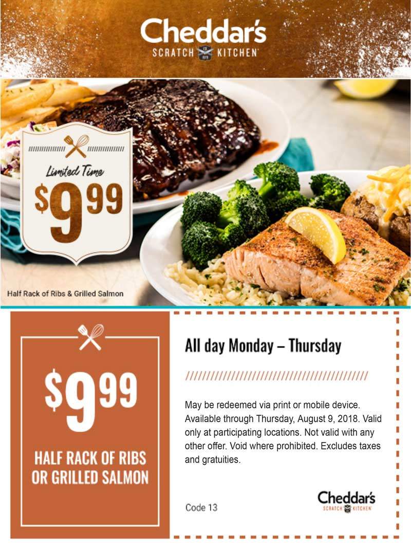 August 2018 218 Cheddars Coupon 2365 