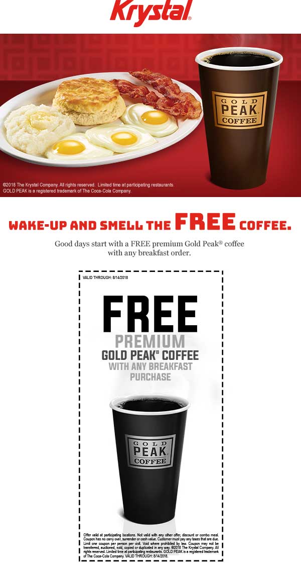 Krystal Coupon April 2024 Free coffee with your breakfast at Krystal