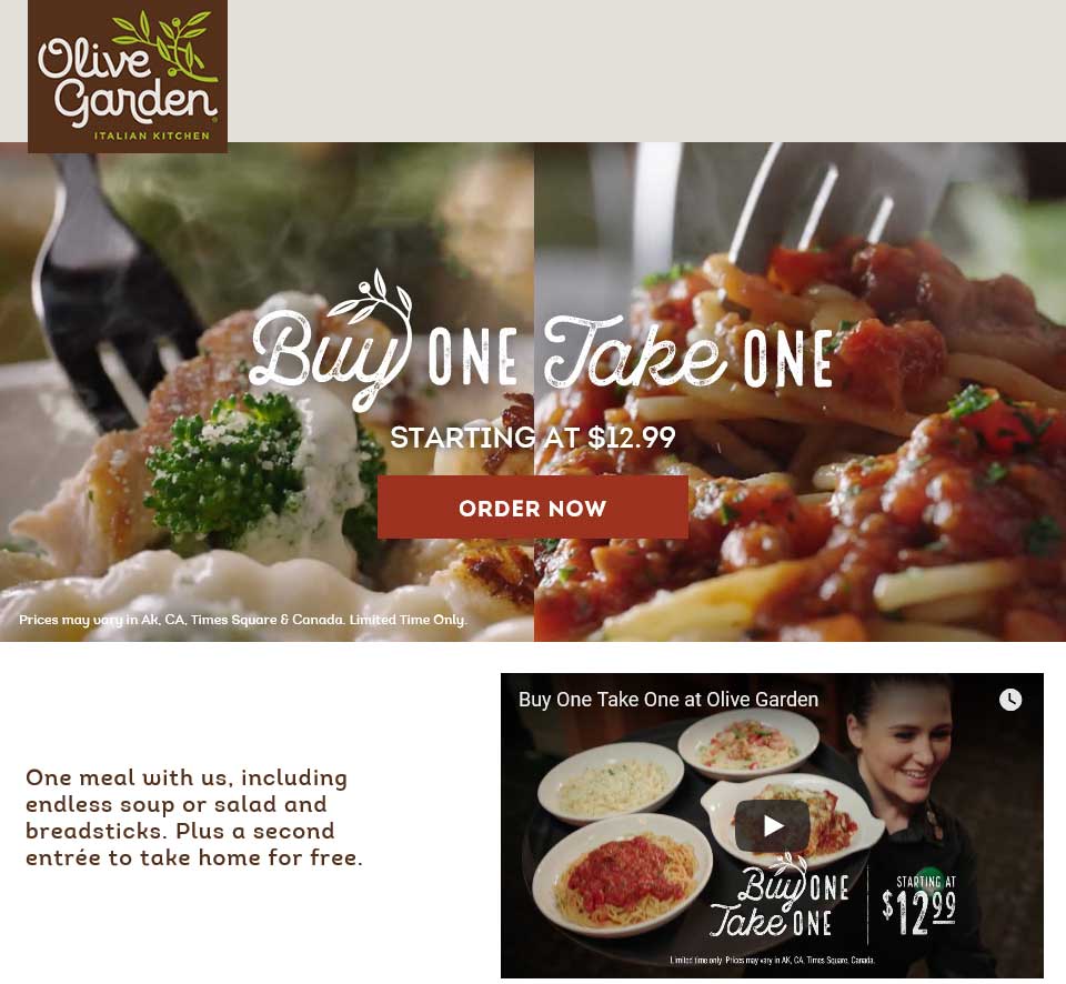 Olive Garden coupons & promo code for [April 2024]
