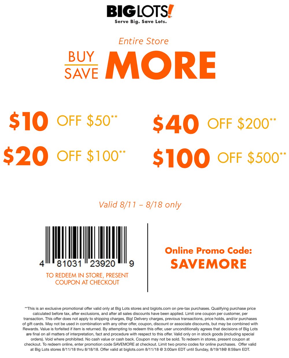 Big Lots coupons & promo code for [May 2024]