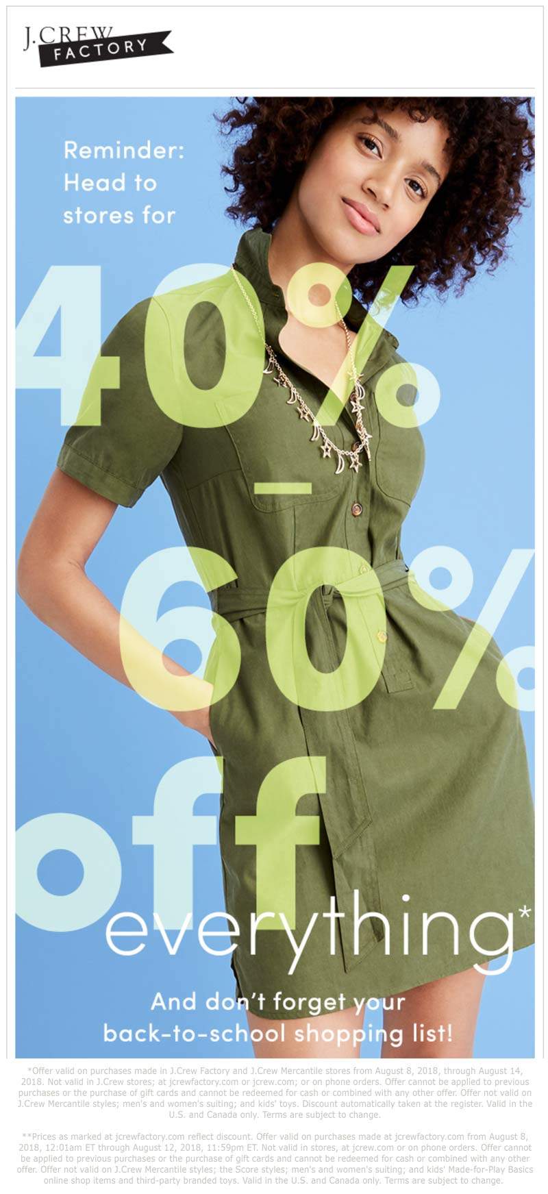 J.Crew Factory Coupon March 2024 40-60% off at J.Crew Factory