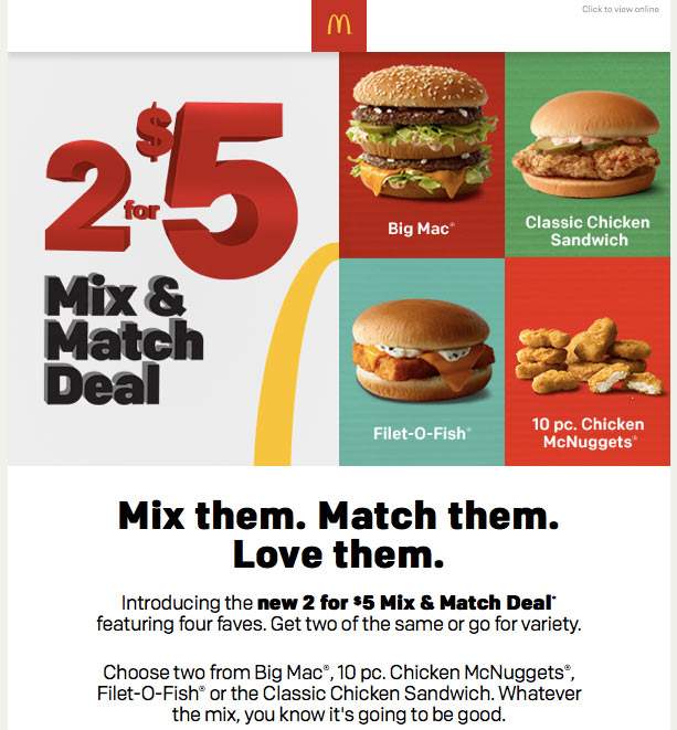McDonalds Coupon April 2024 2 big macs or 10pc nuggets for $5 at McDonalds