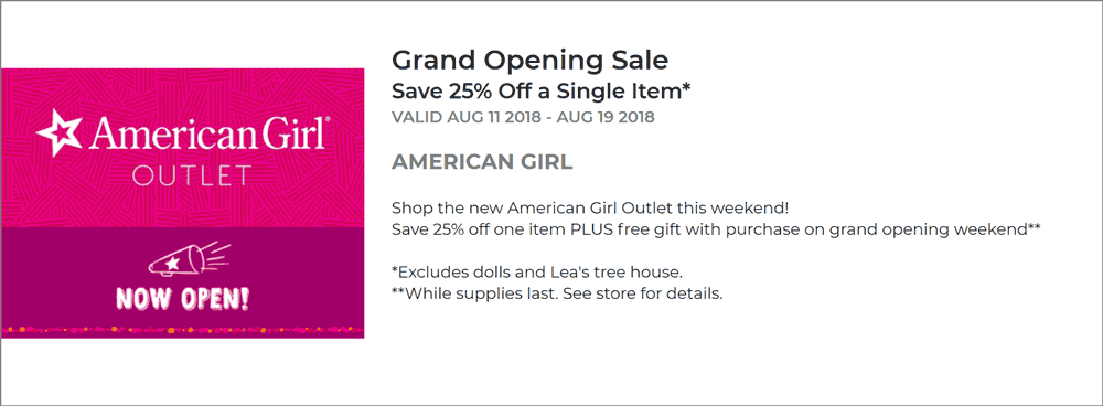 american girl store coupon