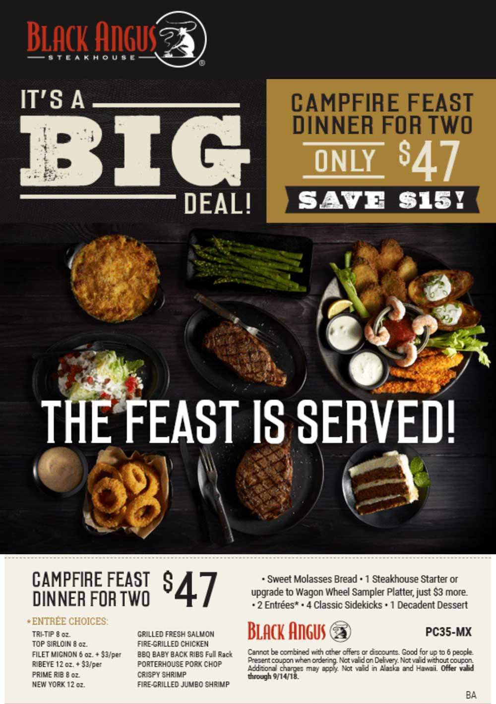 2023 Printable Coupon Black Angus Campfire Feast Deal