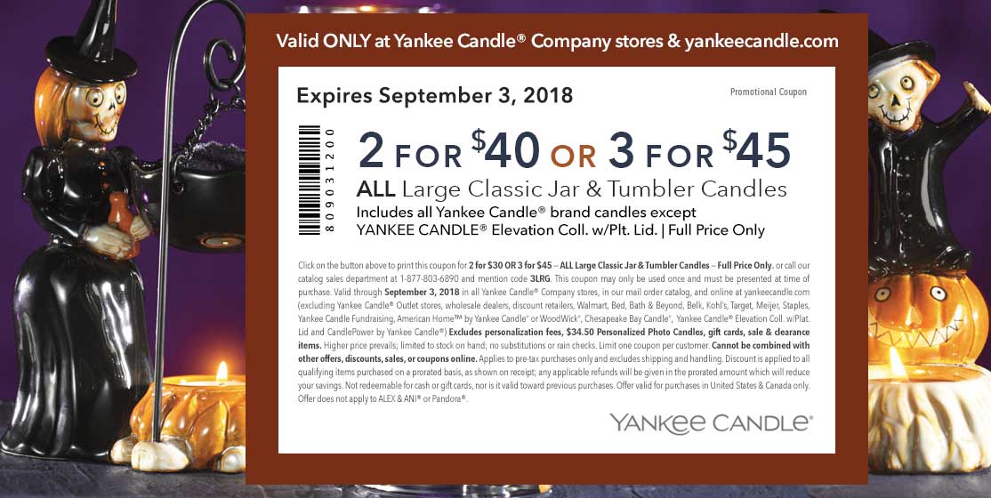 Yankee Candle Coupon April 2024 3 large for $45 at Yankee Candle, or online via promo code 3LRG