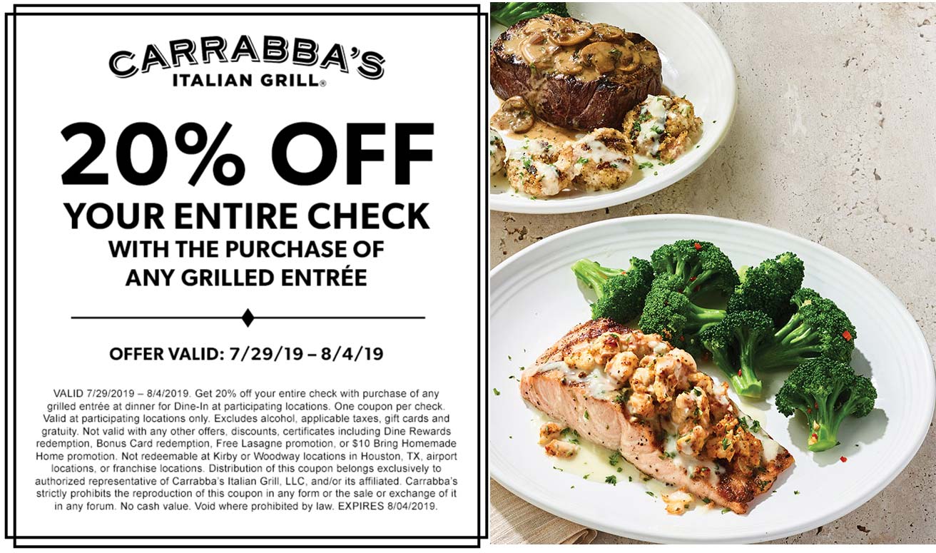 Carrabbas July 2021 Coupons and Promo Codes 🛒