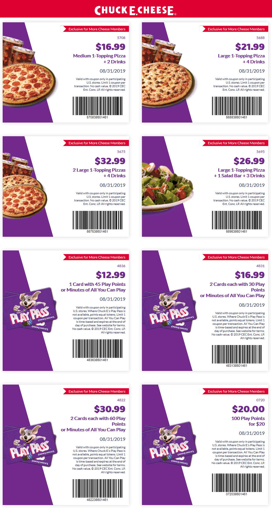 Chuck E. Cheese coupons & promo code for [January 2022]