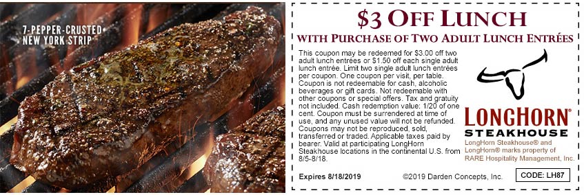 Longhorn Steakhouse coupons & promo code for [May 2022]