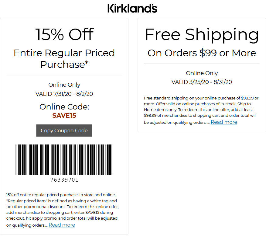 Kirklands stores Coupon  15% off at Kirklands, or online via promo code SAVE15 #kirklands 