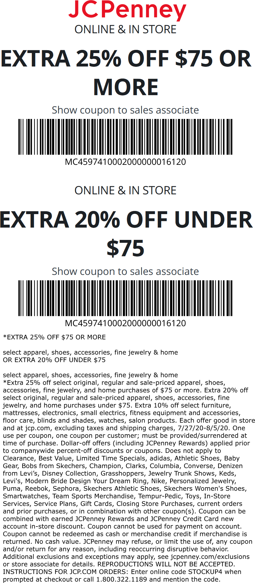 2025 off at JCPenney, or online via promo code STOCKUP4 jcpenney