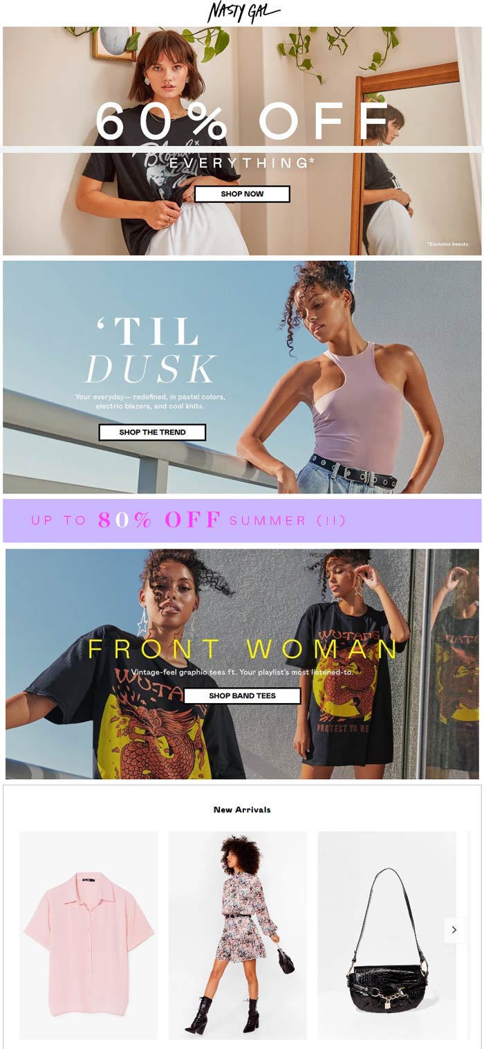 Nasty Gal stores Coupon  60% off everything at Nasty Gal #nastygal 