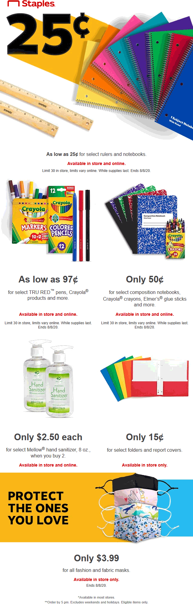 Staples stores Coupon  .25 cent back-to-school supplies deals at Staples & online #staples 