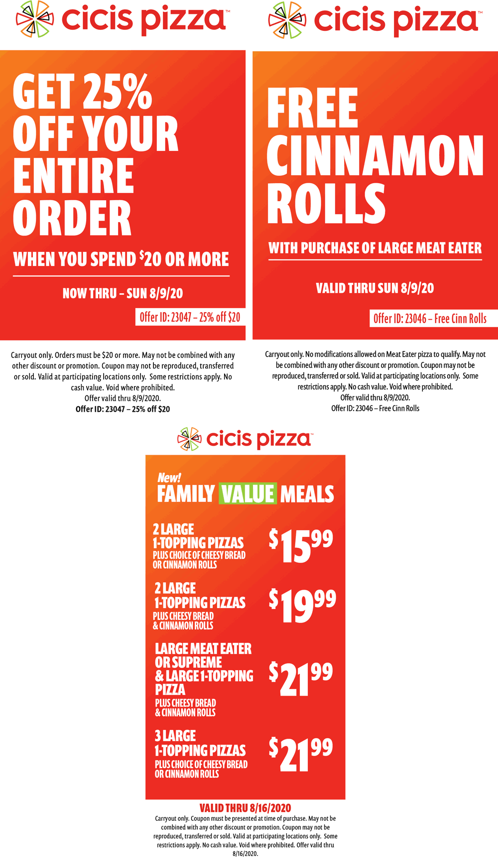 Cicis Pizza stores Coupon  25% off, free cinnamon rolls & more at Cicis Pizza #cicispizza 