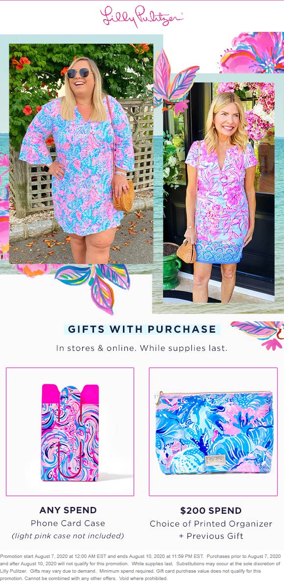 Free gifts with any purchase today at Lilly Pulitzer lillypulitzer