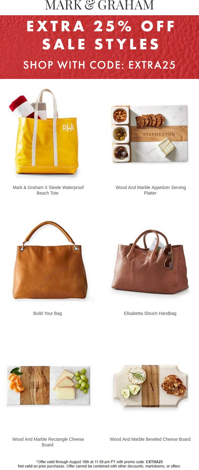 Extra 25 off sale styles at Mark & Graham via promo code EXTRA25 