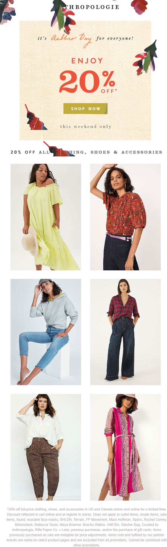 20 off at Anthropologie, ditto online anthropologie The Coupons App®