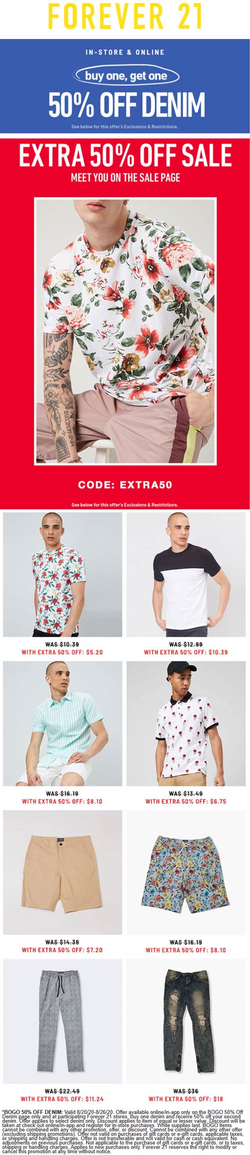 Forever 21 stores Coupon  Extra 50% off sale items & more at Forever 21 #forever21 