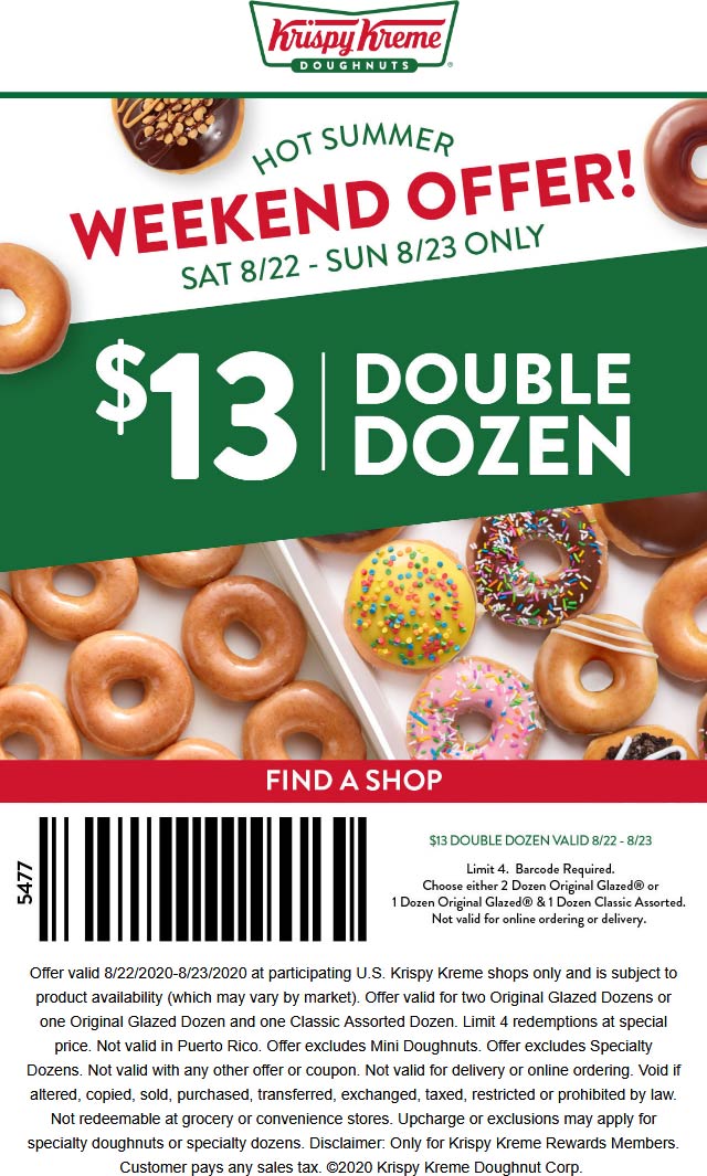 Krispy Kreme stores Coupon  2 dozen dougnuts = $13 at Krispy Kreme donuts #krispykreme 