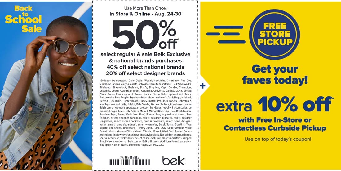 Belk stores Coupon  50% off at Belk, or online via promo code BACK2CLASS #belk 