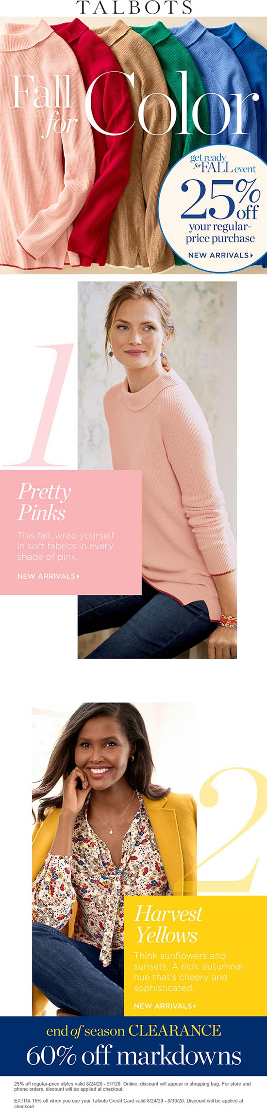 Talbots stores Coupon  25% off at Talbots, ditto online #talbots 