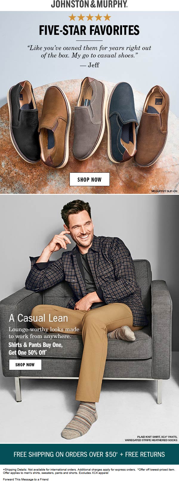 Johnston & Murphy stores Coupon  Second shirt or pants 50% off at Johnston & Murphy #johnstonmurphy 