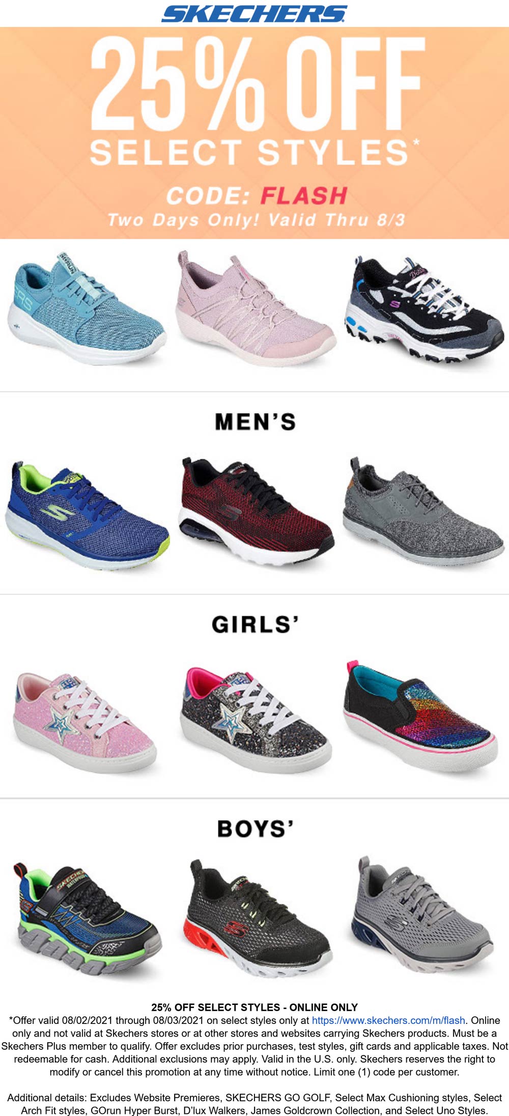 Skechers stores Coupon  25% off shoes online at Skechers via promo code FLASH #skechers 
