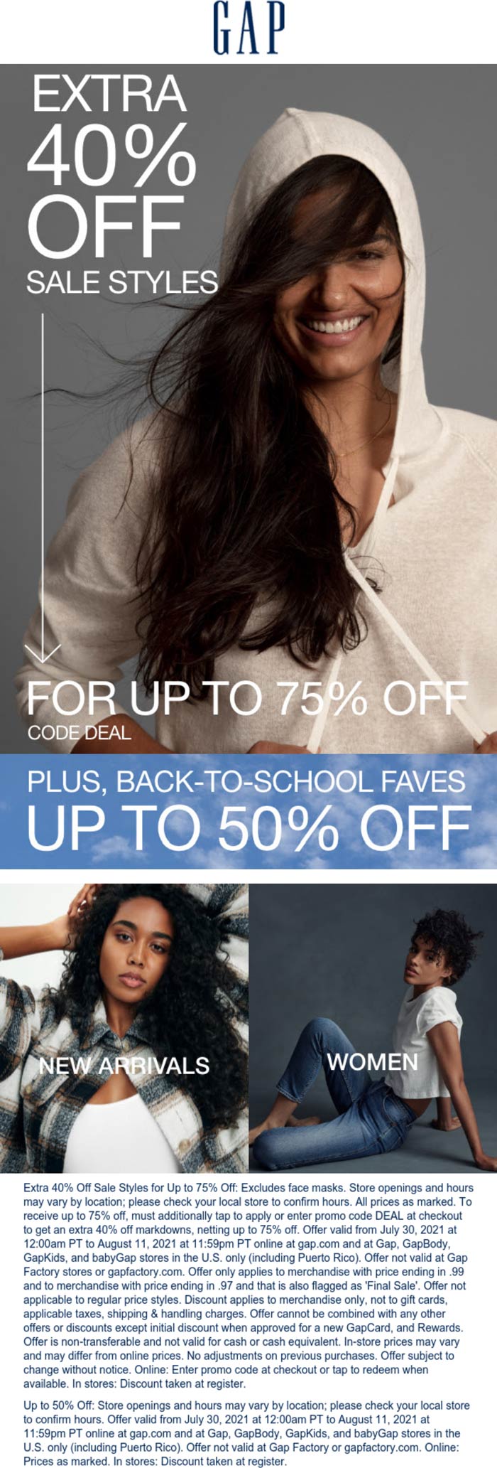 Gap stores Coupon  Extra 40% off sale styles at Gap, ditto online #gap 