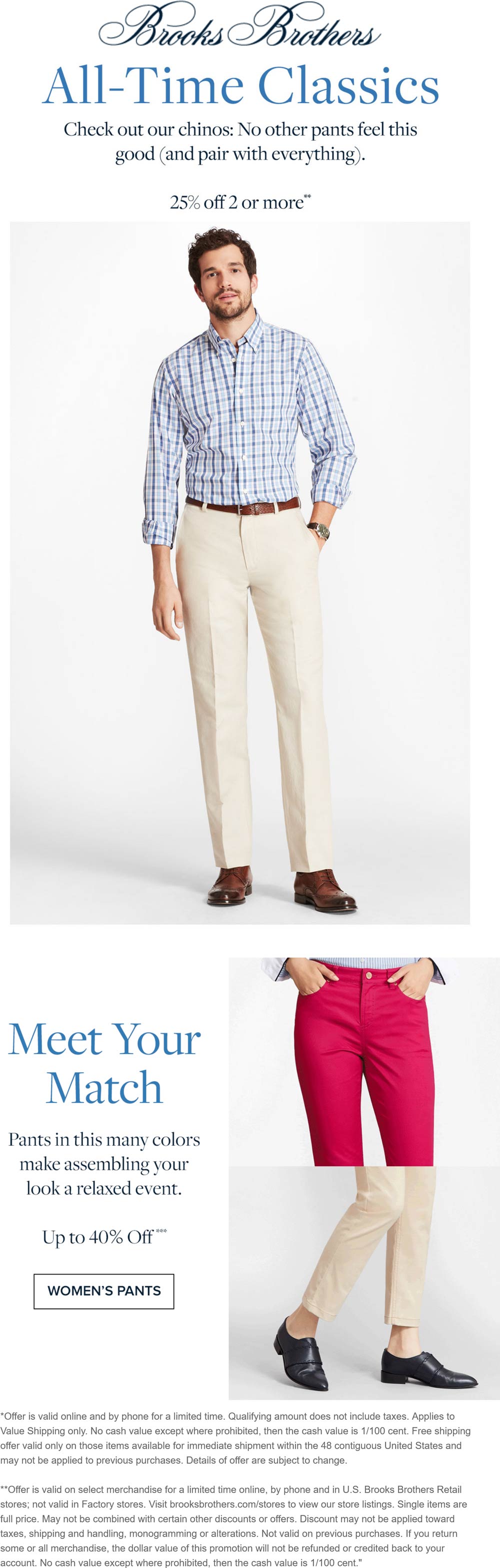 Brooks Brothers stores Coupon  25% off 2+ chino pants at Brooks Brothers, ditto online #brooksbrothers 
