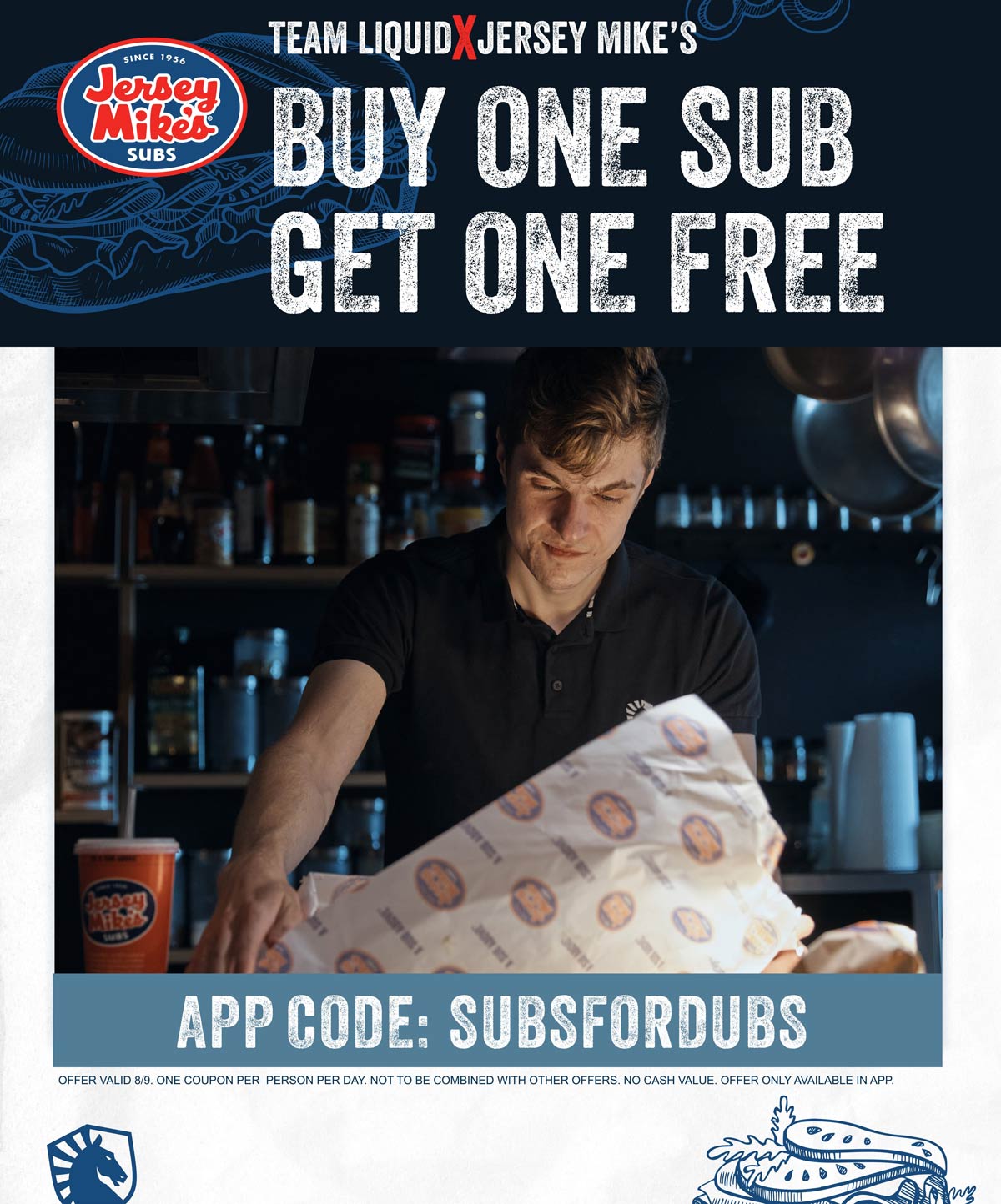 Jersey Mikes restaurants Coupon  Second sub sandwich free today at Jersey Mikes via promo code SUBSFORDUBS #jerseymikes 