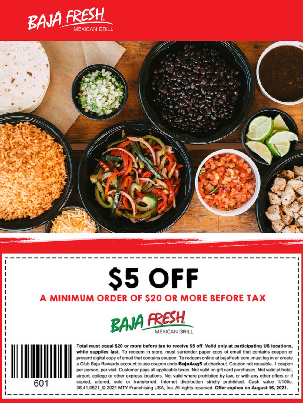 Baja Fresh restaurants Coupon  $5 off $20 at Baja Fresh restaurants #bajafresh 