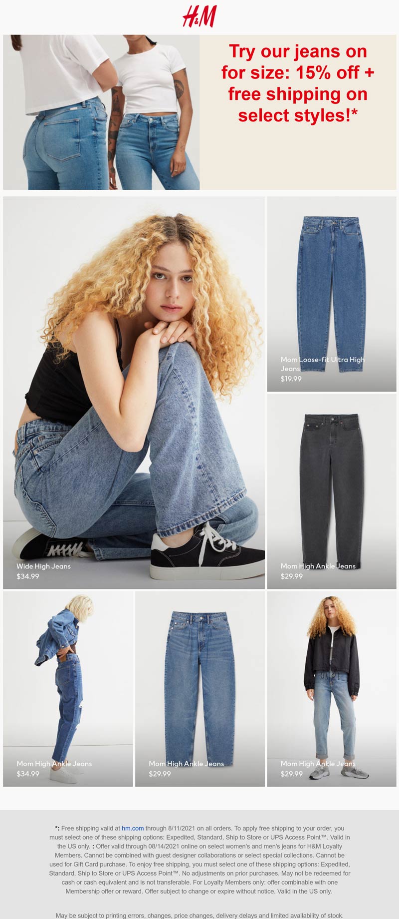 H&M stores Coupon  15% off various jeans at H&M #hm 