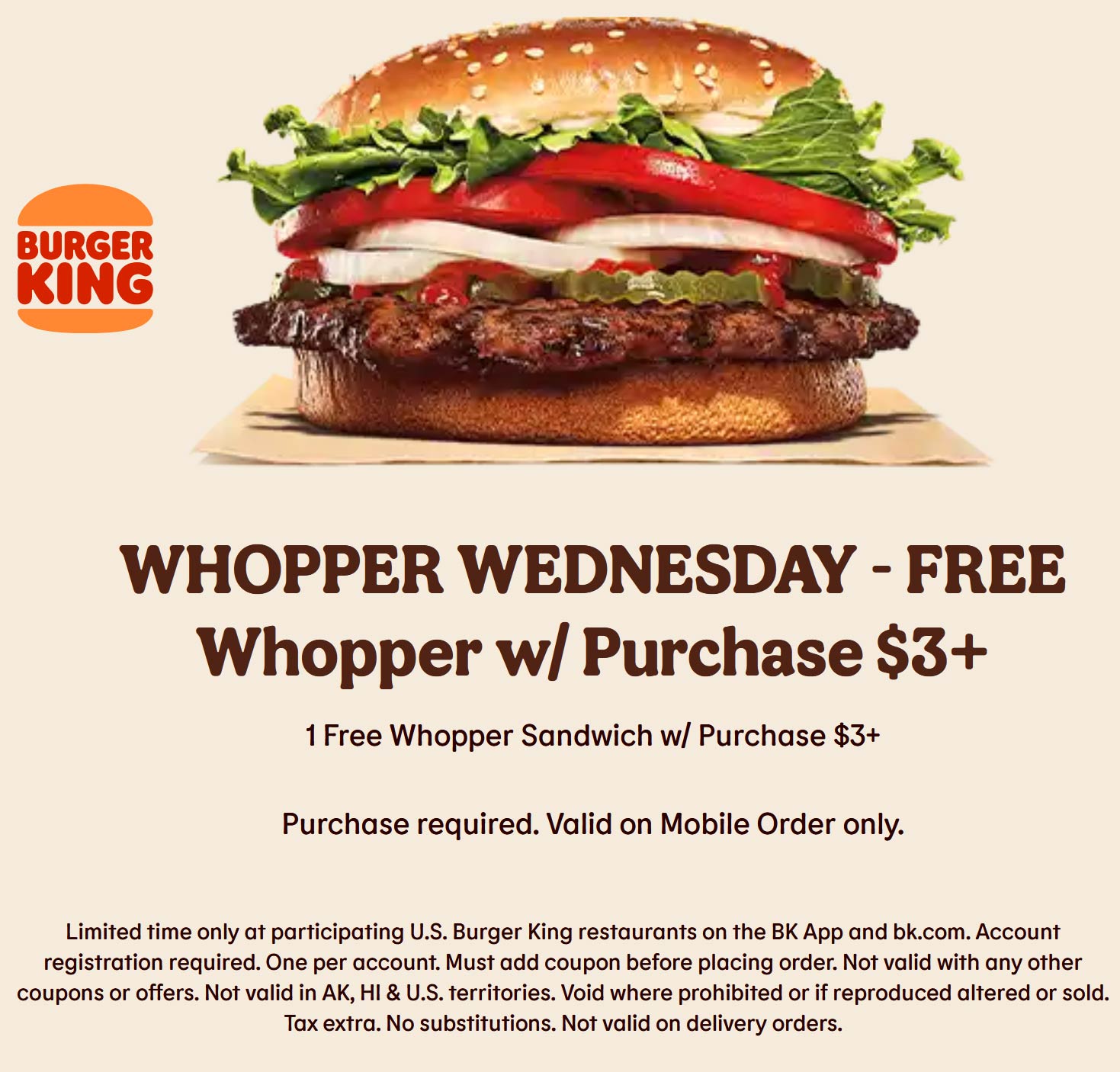 Burger King restaurants Coupon  Free whopper cheeseburger with $3 spent today at Burger King #burgerking 
