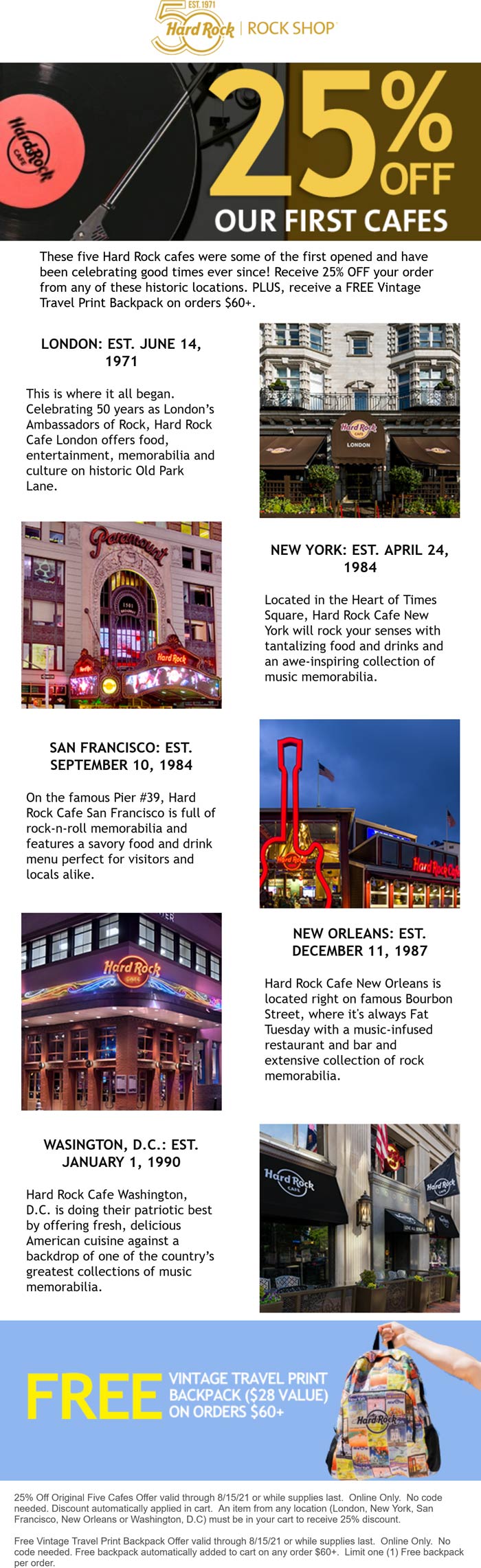 Hard Rock Cafe coupons & promo code for [August 2024]