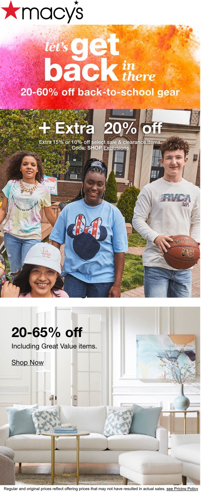 Macys stores Coupon  Extra 20% off sale & clearance at Macys, or online via promo code SHOP #macys 