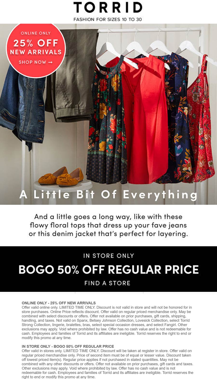 Torrid stores Coupon  Second item 50% off at Torrid, or 25% off new arrivals online #torrid 
