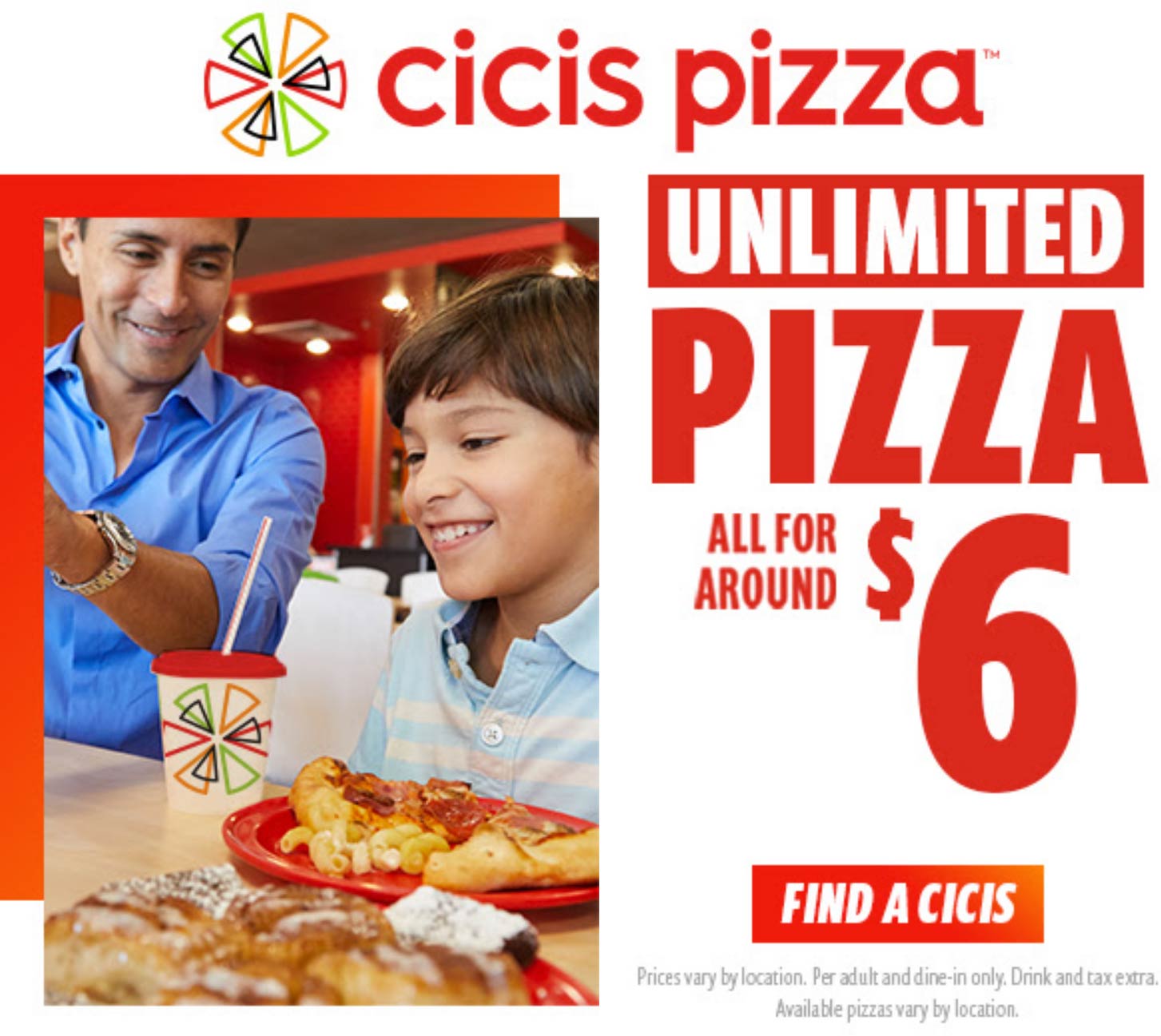 Cicis restaurants Coupon  Unlimiited pizza for $6 at Cicis restaurants #cicis 