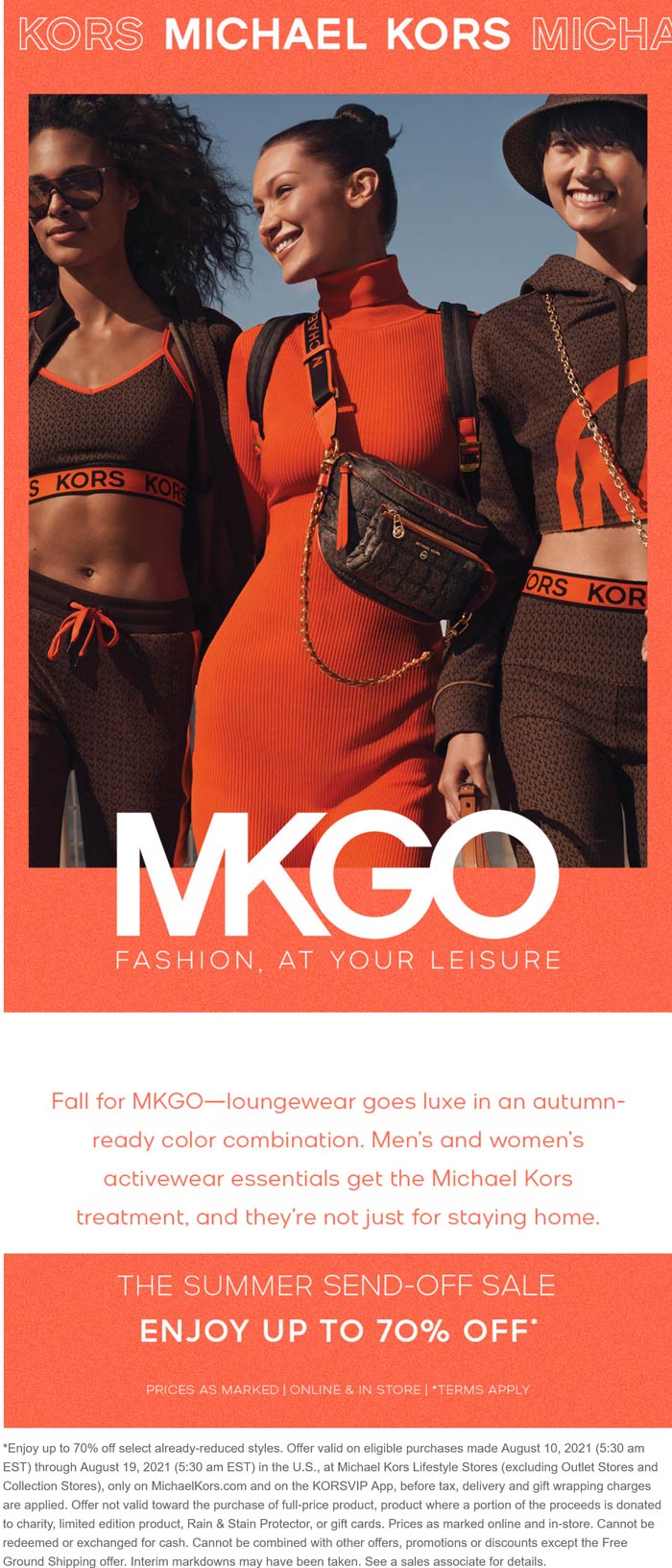 Michael Kors stores Coupon  70% off sale items clearance going on at Michael Kors ditto online #michaelkors 