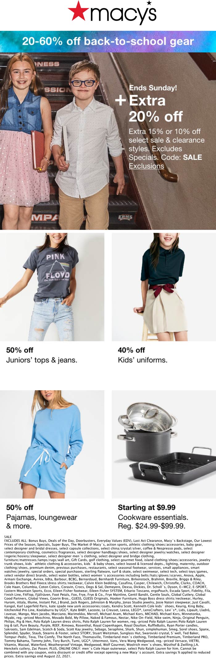 Macys stores Coupon  Extra 10-20% off at Macys, or online via promo code SALE #macys 