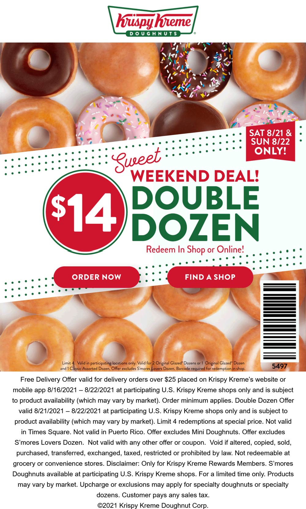 Krispy Kreme restaurants Coupon  $14 double dozen doughnuts at Krispy Kreme #krispykreme 