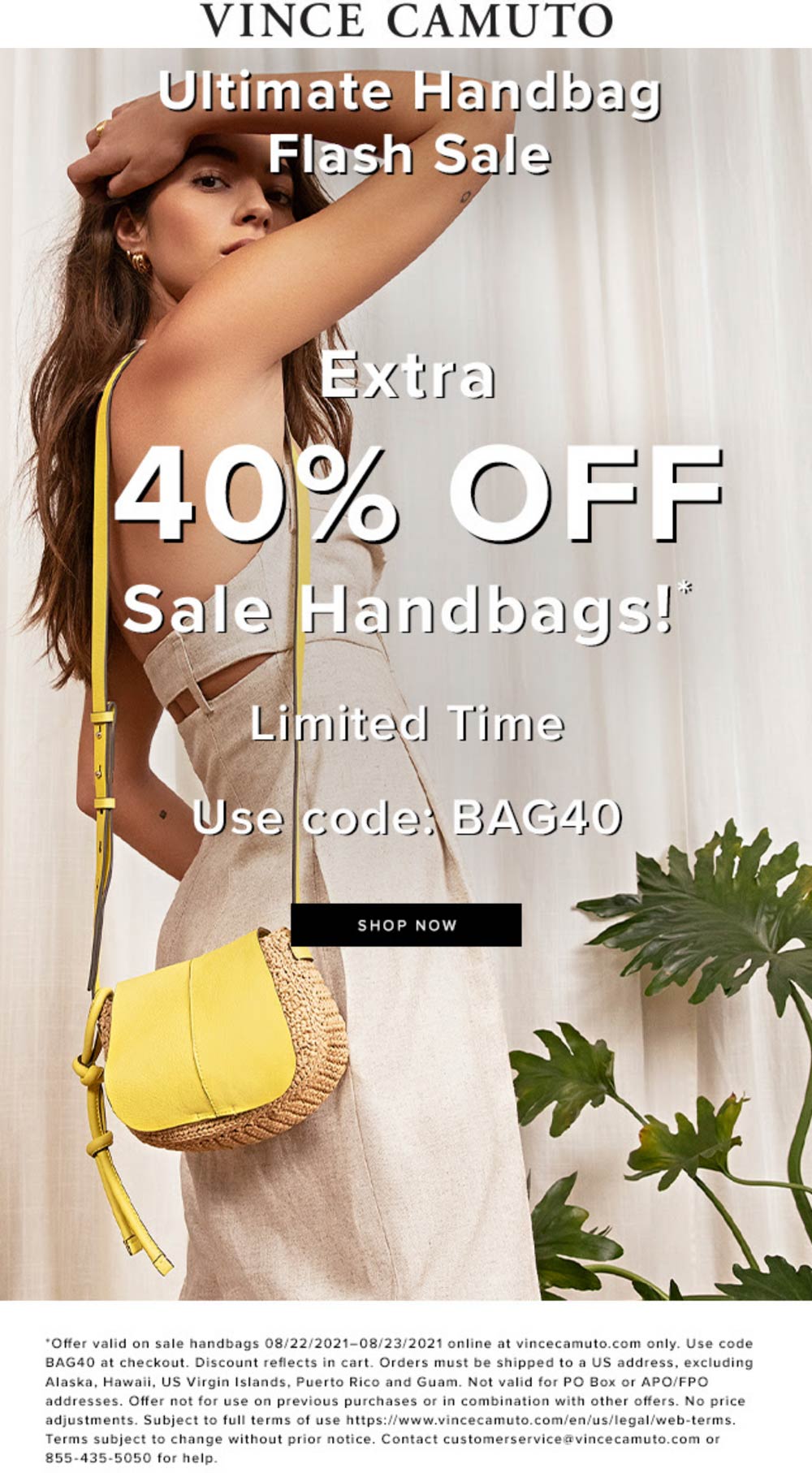 Vince Camuto stores Coupon  Extra 40% off sale handbags today at Vince Camuto via promo code BAG40 #vincecamuto 