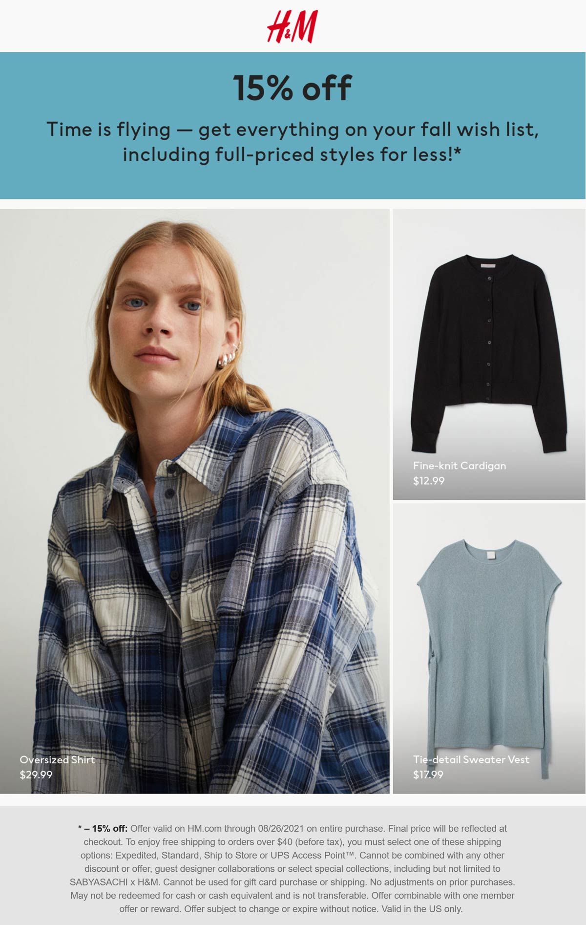 H&M stores Coupon  15% off at H&M today online #hm 