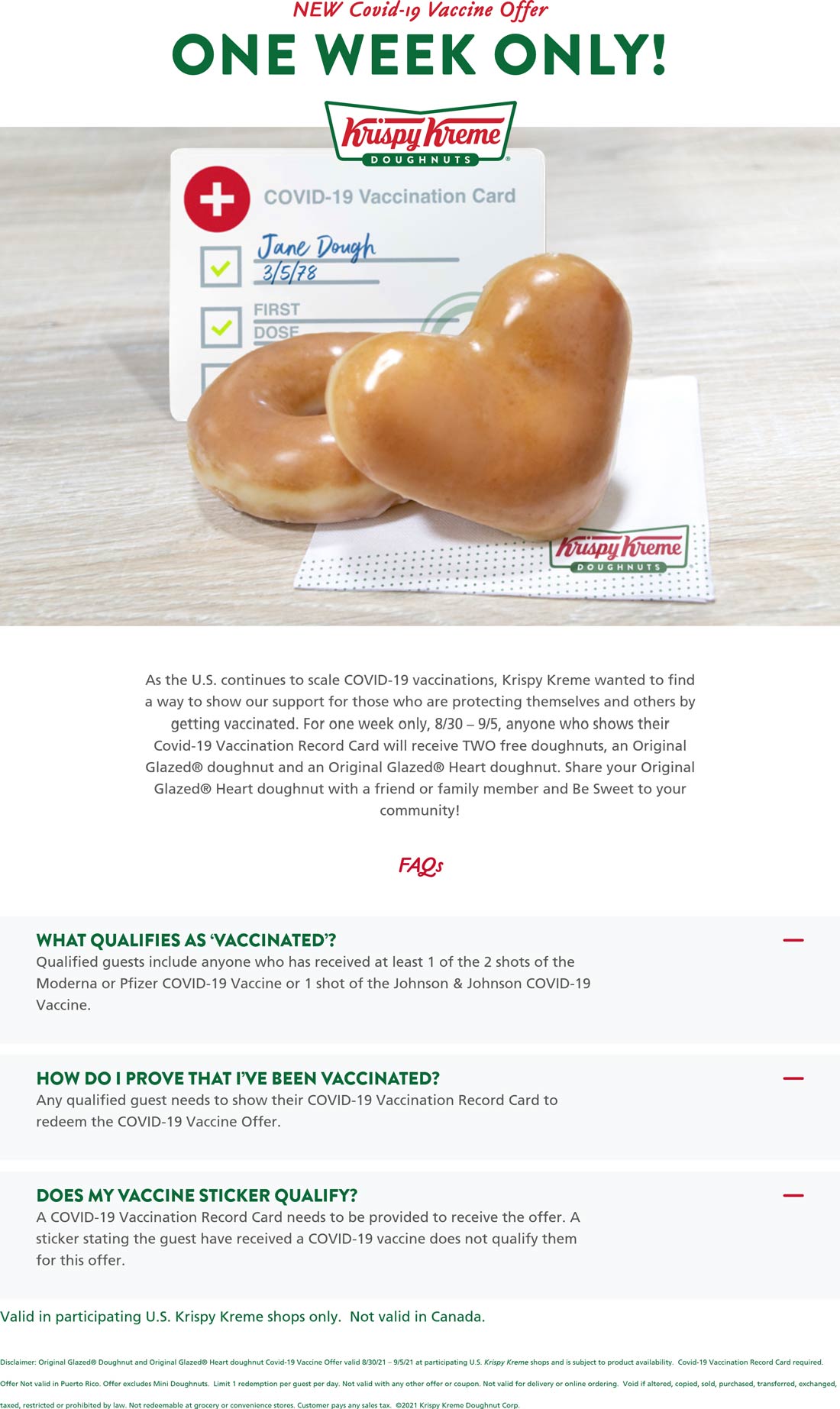 Krispy Kreme restaurants Coupon  2 free doughnuts for the smarter, vaccinated public at Krispy Kreme #krispykreme 